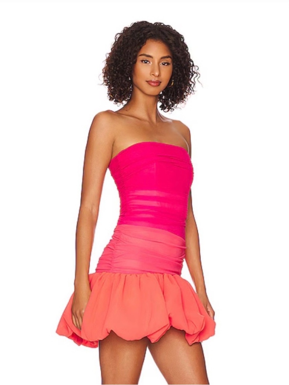 NBD Anaisha Mini Strapless Ombré Bubble Hem Mini Dress